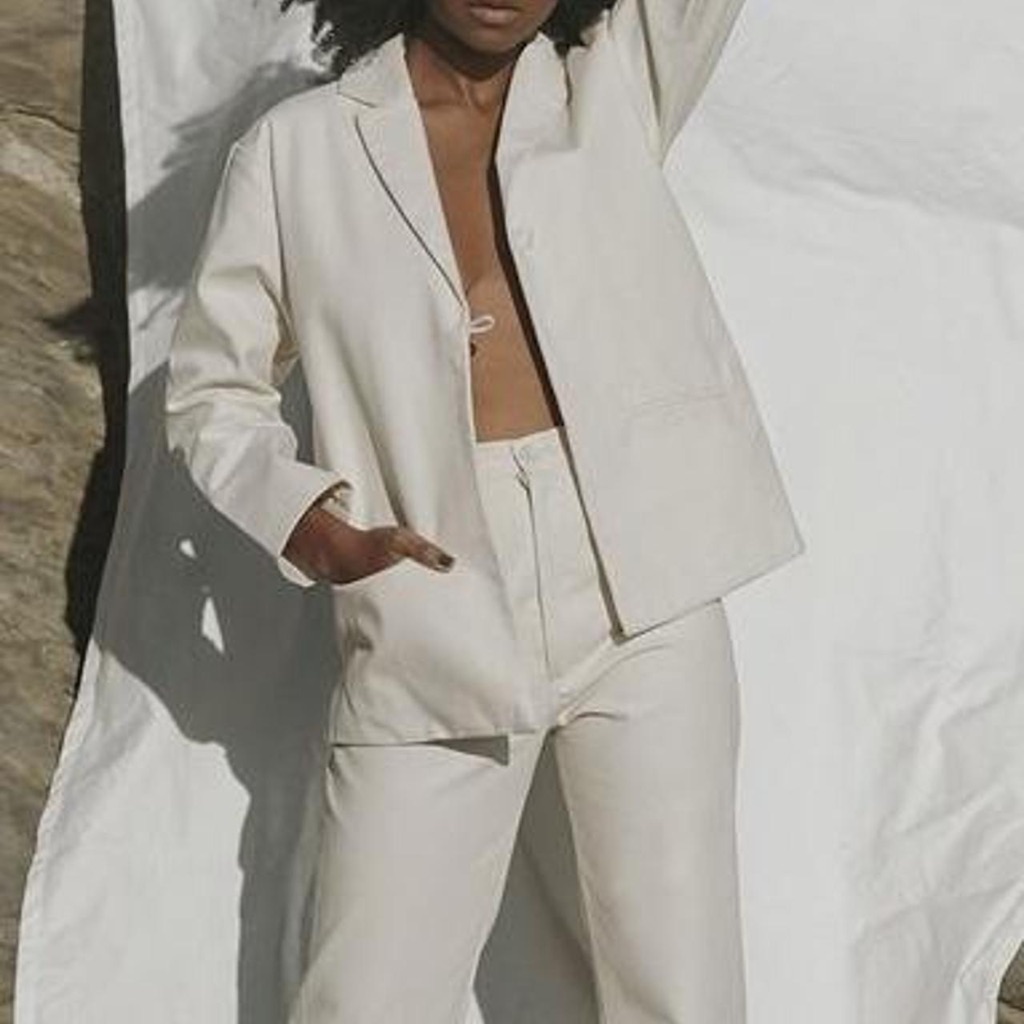 Harly Jae Nico Blazer In Mylk 100% Organic Cotton Off White Xs